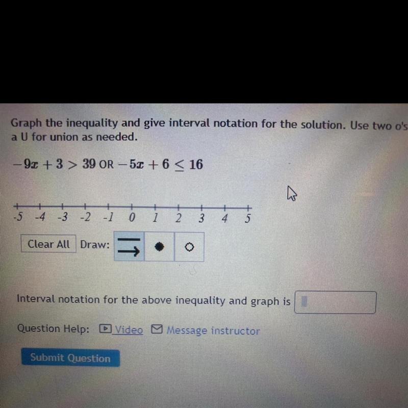 HELP PLEASE -9x + 3 > 39 OR - 5x + 6 < 16-example-1