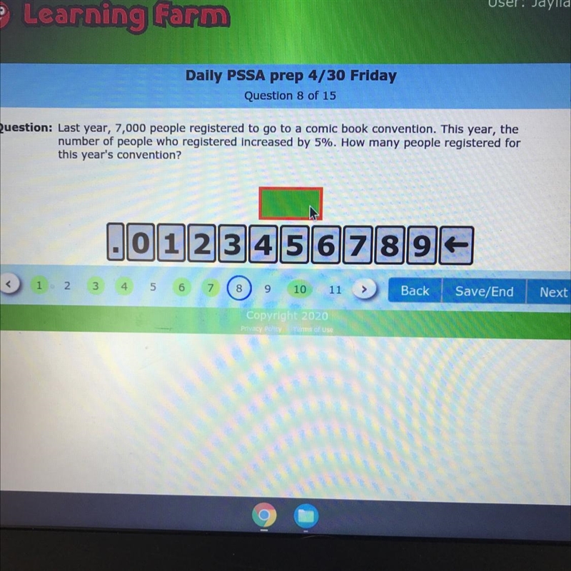 User: Jaylian.) Learning farm Daily PSSA prep 4/30 Friday Question 8 of 15 52:38 &gt-example-1