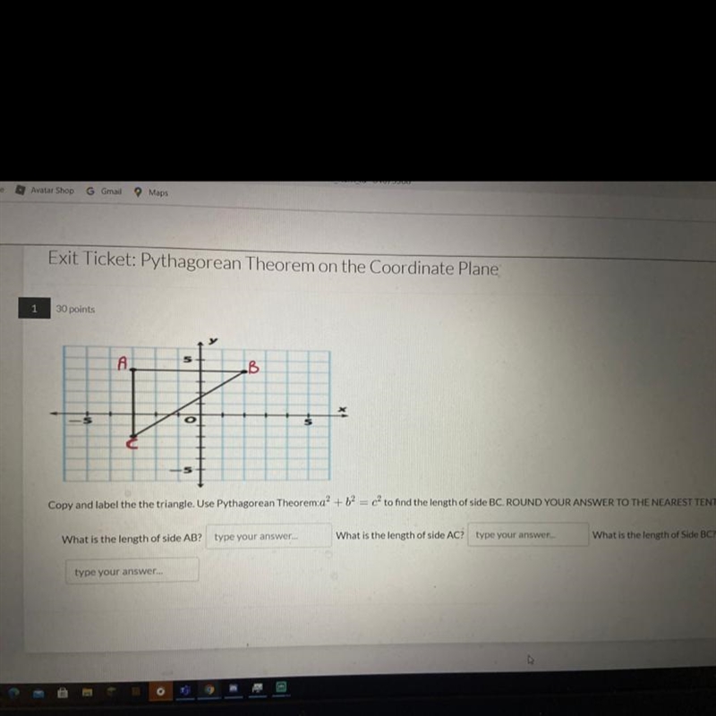 Pythagorean Theorem on the Coordinate Plane-example-1