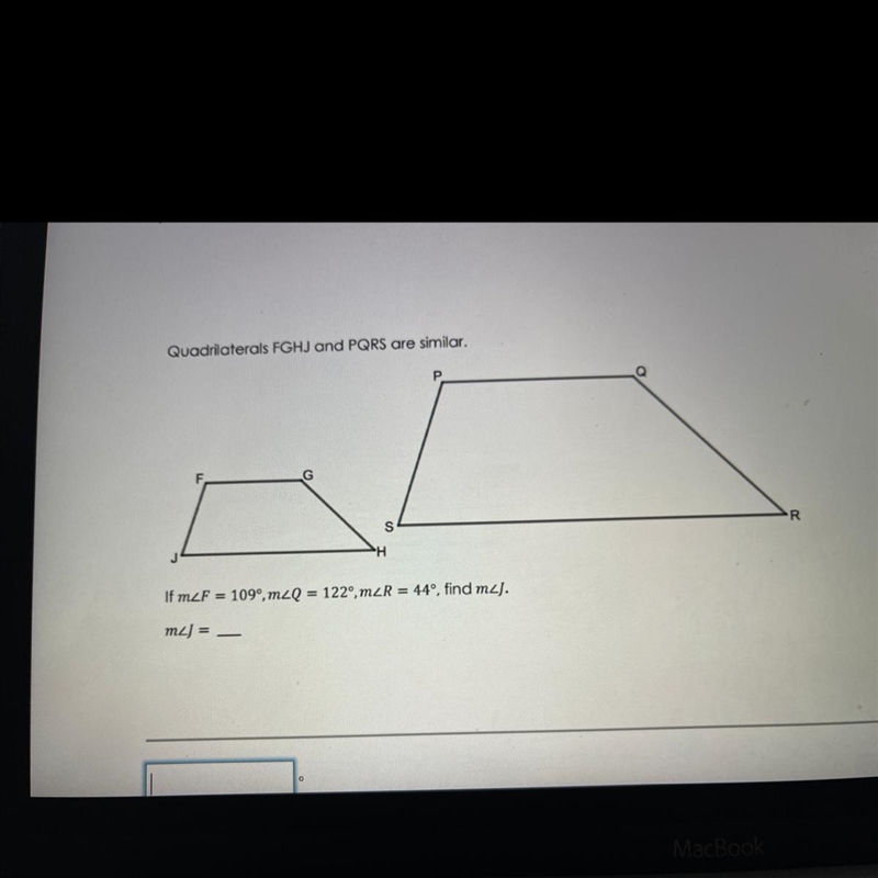 Help pls? If mF= 109*, mQ=122*, mR=44, find mJ-example-1