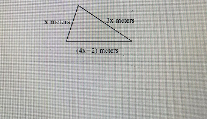 The perimeter of the triangle shown to the right is 338 meters. Find the length to-example-1