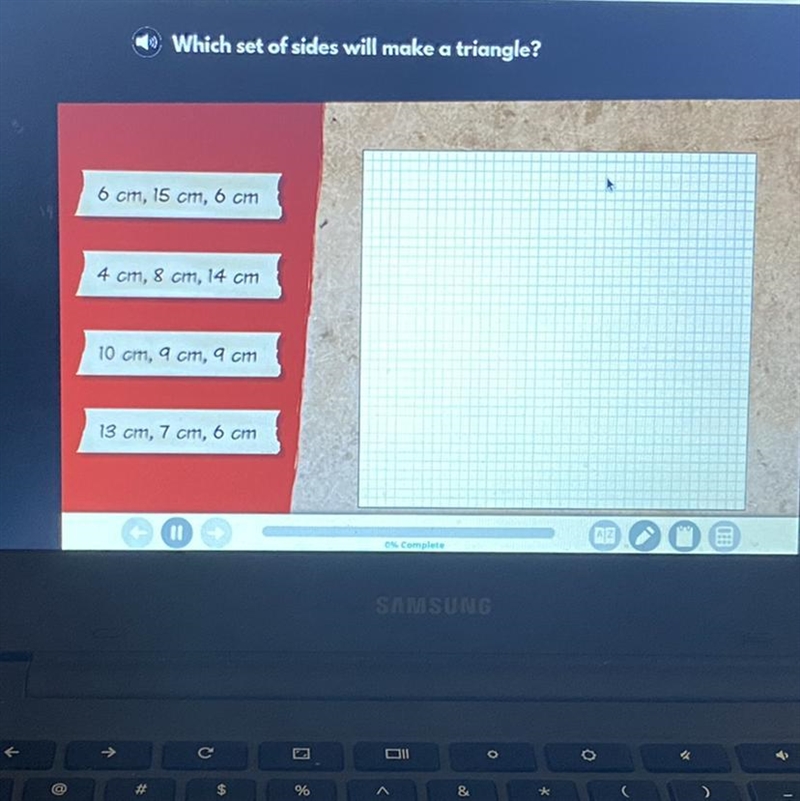 Which set of sides will make a triangle-example-1