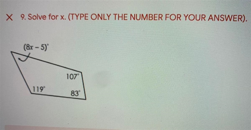 Solve for x. (TYPE ONLY THE NUMBER FOR YOUR ANSWER).-example-1