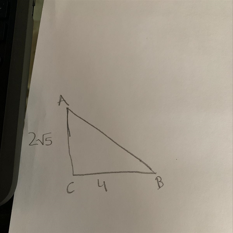 Find the trigonometric ratio for cos B may need to use Pythagorean theorem-example-1