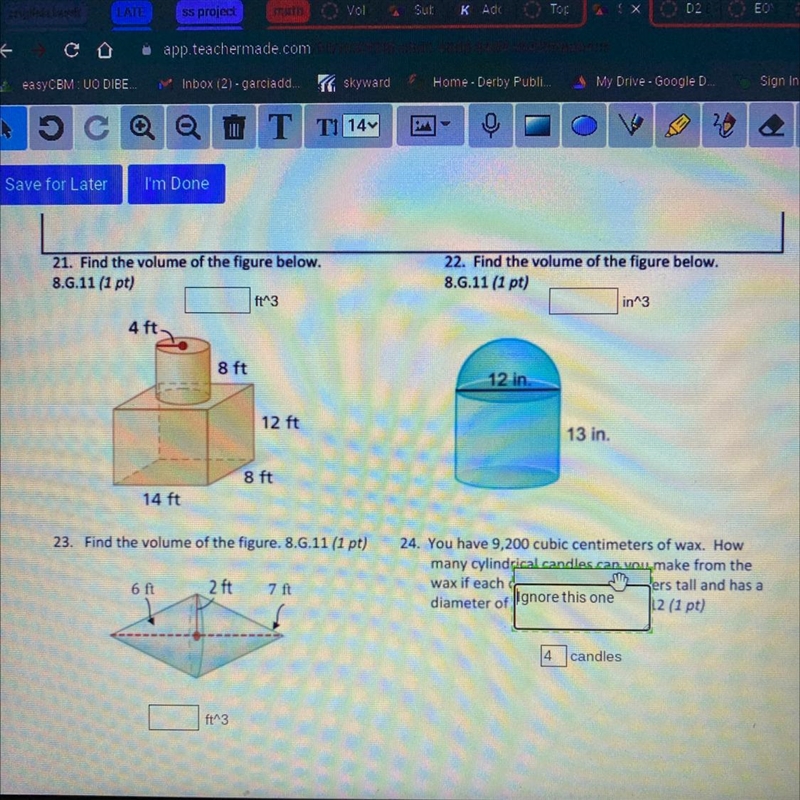 Find the volume of each question in the picture:-example-1