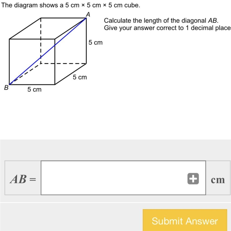 Calculate the length of the diagonal AB-example-1