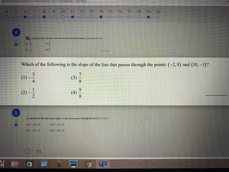 Which of the following is the slope of the line that passes through the points ( –2, 8) and-example-1