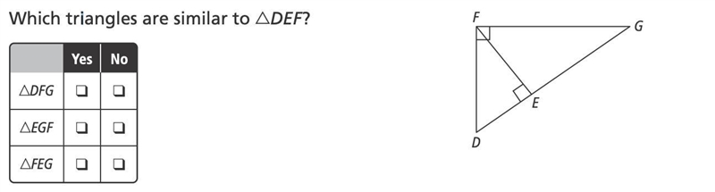 Which triangles are similar to △DEF?-example-1