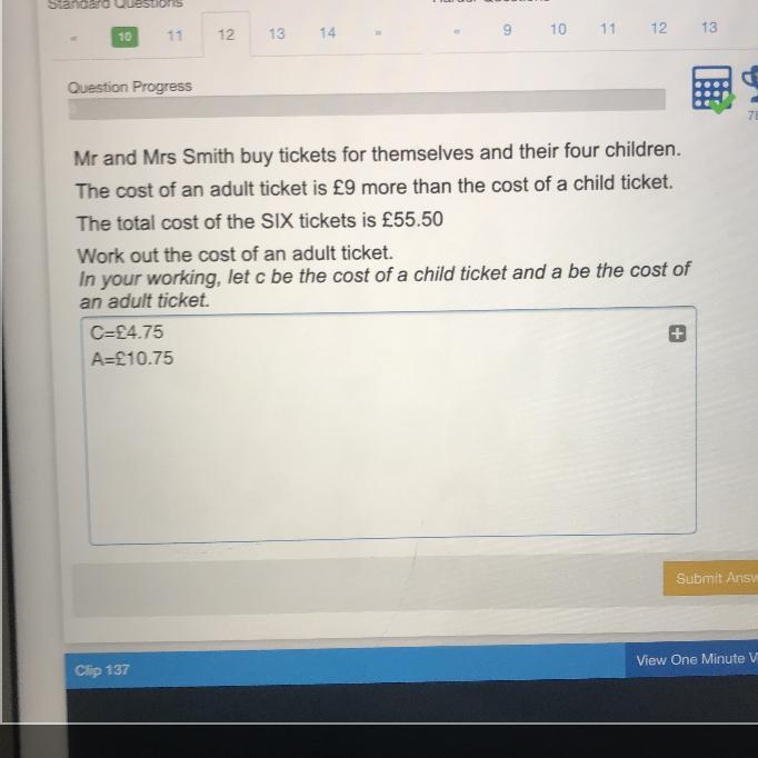 Mr and Mrs Smith buy tickets for themselves and their four children. The cost of an-example-1