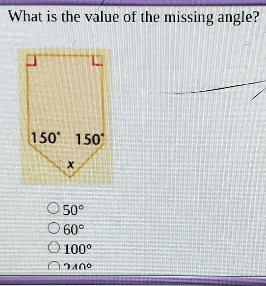 Help me pls the possible answers are 50⁰ 60⁰ 100⁰ and 240⁰​-example-1