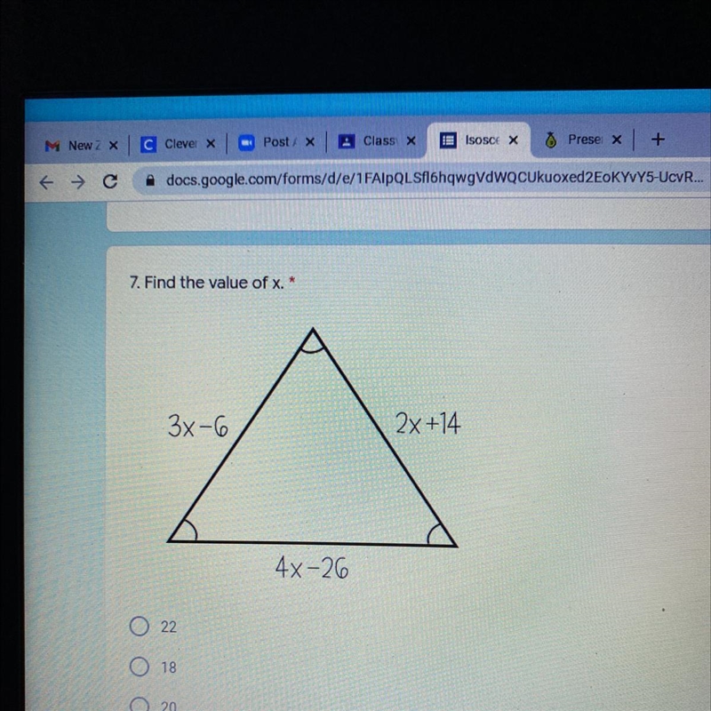 Find the value of x 22 18 20 8-example-1