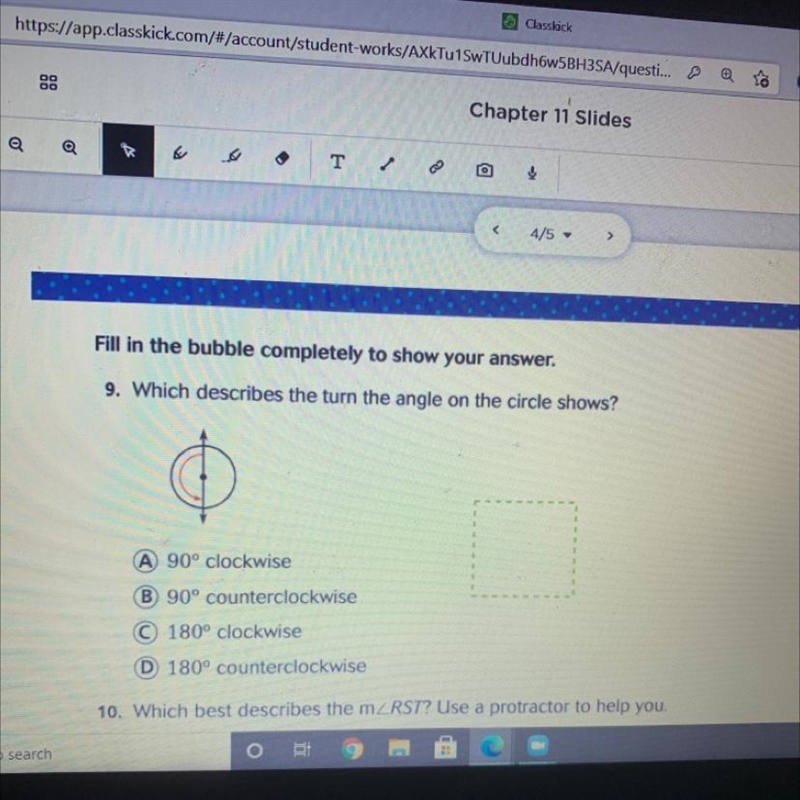 Which describes the turn the angle on the circle shows?-example-1