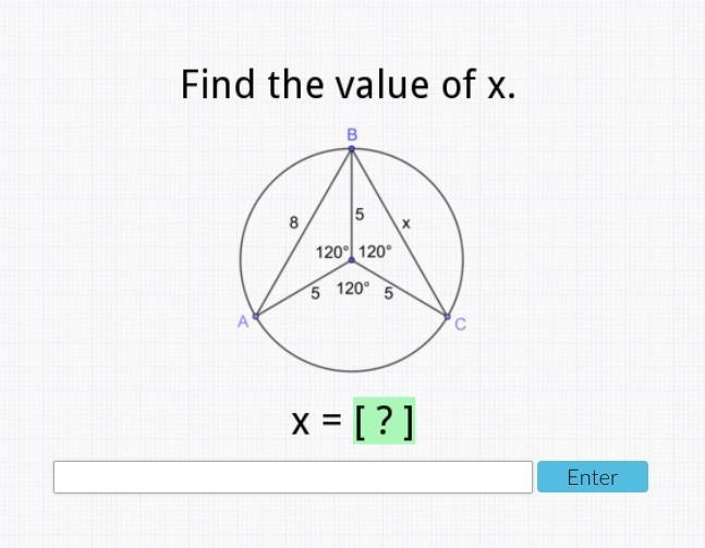 PLEASE HELP ME !! acellus : chords and arcs find the value of x-example-1