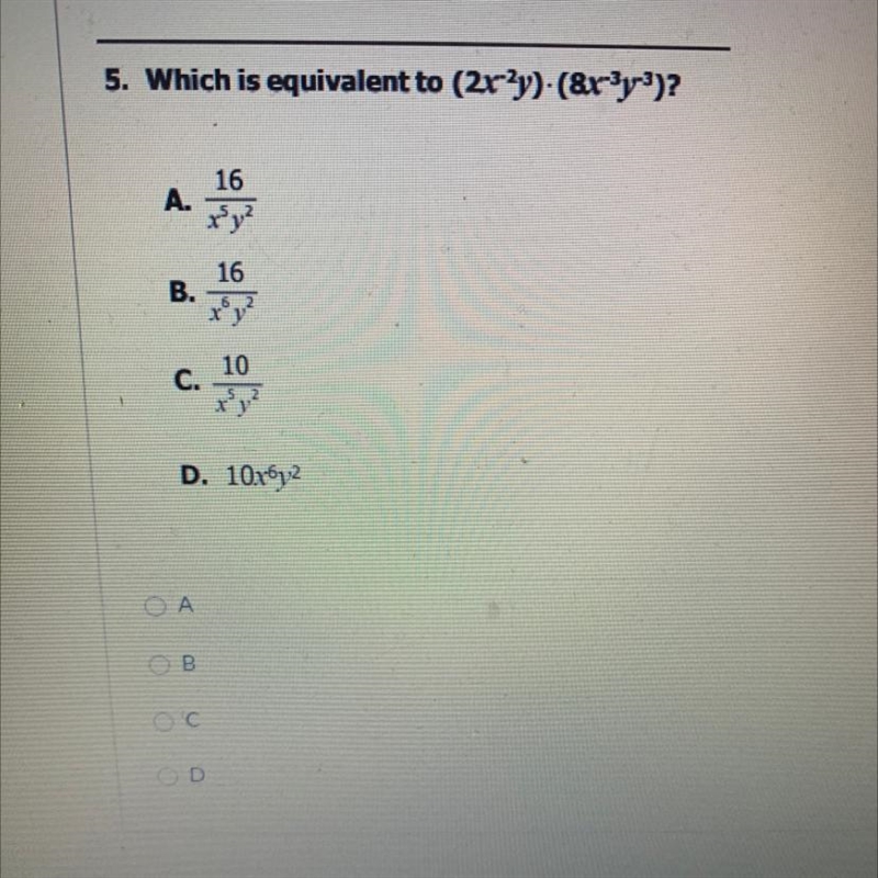 Which is equivalent to (2x^2y)(8x^3y^3)?-example-1