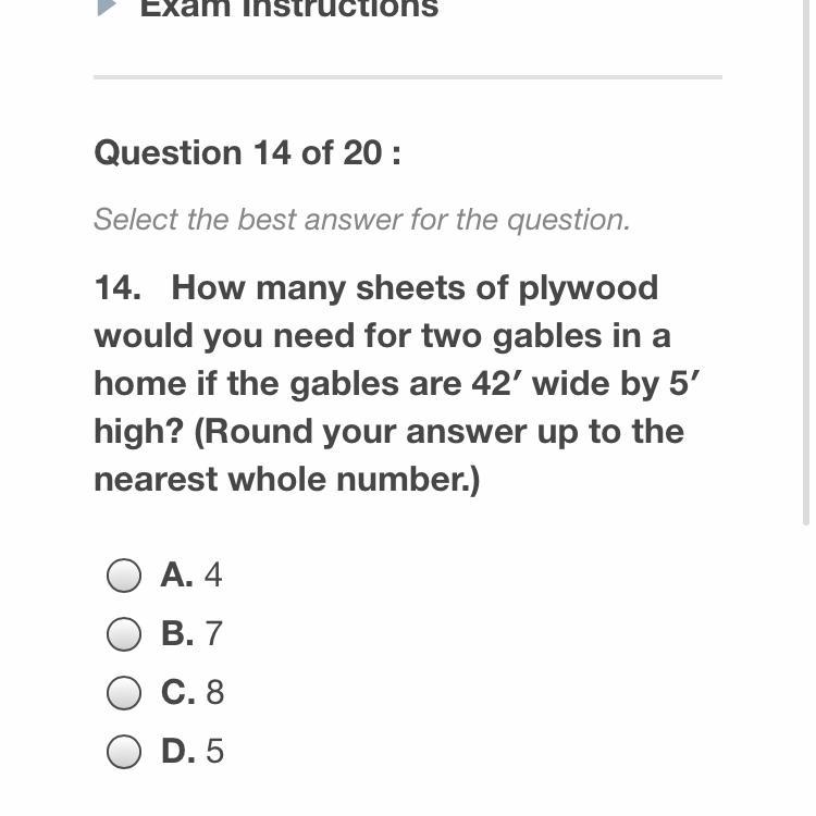 How many sheets of plywood would you need for two gables in a home if the gables are-example-1