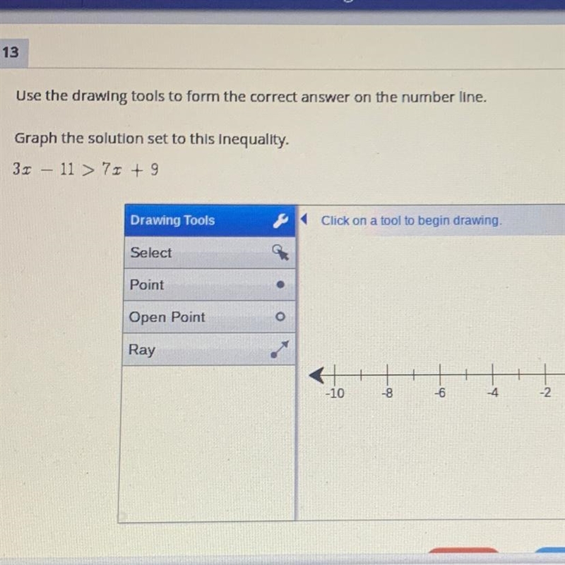 Use the drawing tools to form the correct answer on the number line. Graph the solution-example-1