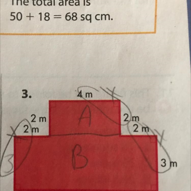 3. 4 m 2 m 2 m A 2 m 2 m in. B 3 m 8 m I want to know the area and how to do it-example-1