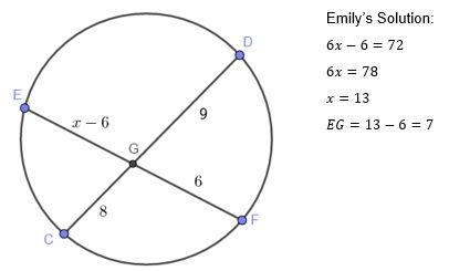 In the following problem, Emily tried to calculate EG. However, she has made a mistake-example-1