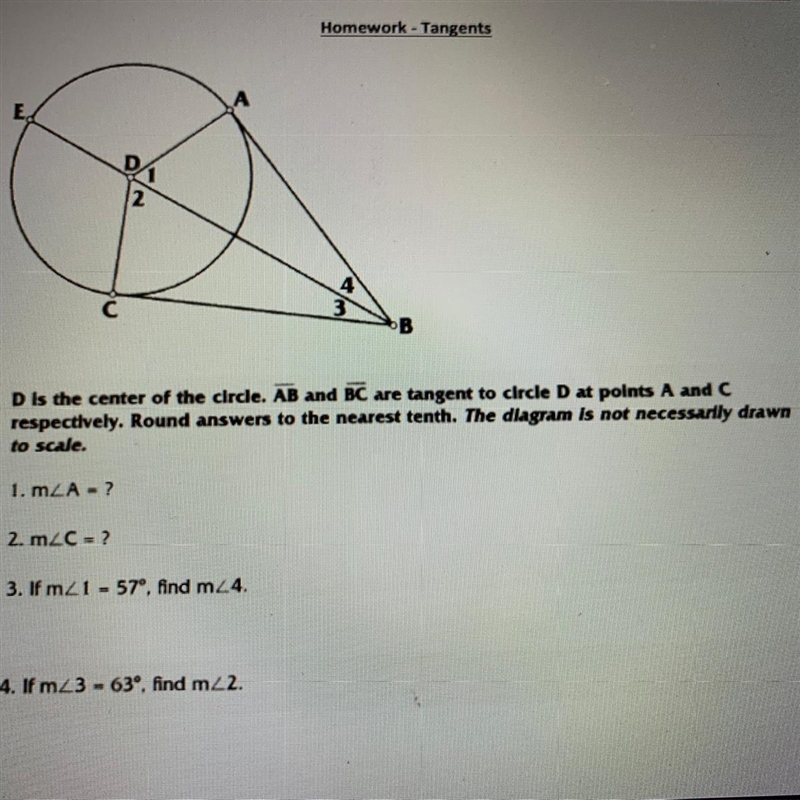 A=? C=? 1= 57, find angle 4 3= 63 find angle 2 2= 2x+6 and 3=3x-1 find x AD=6cm and-example-1