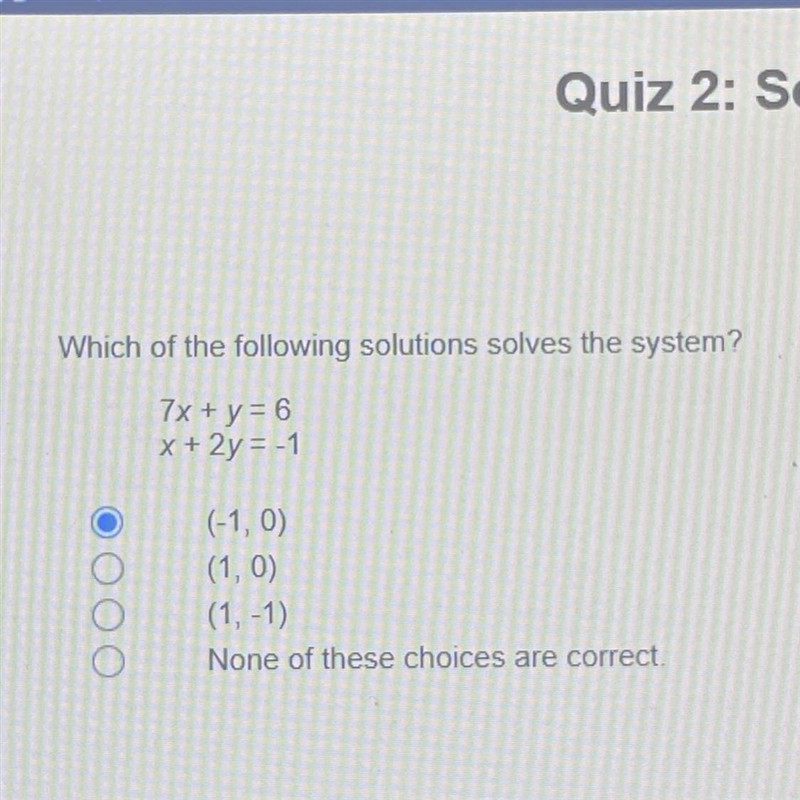 Which of the following solutions solves the system?-example-1