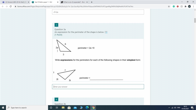 An expression for the perimeter of the shape is below-example-1