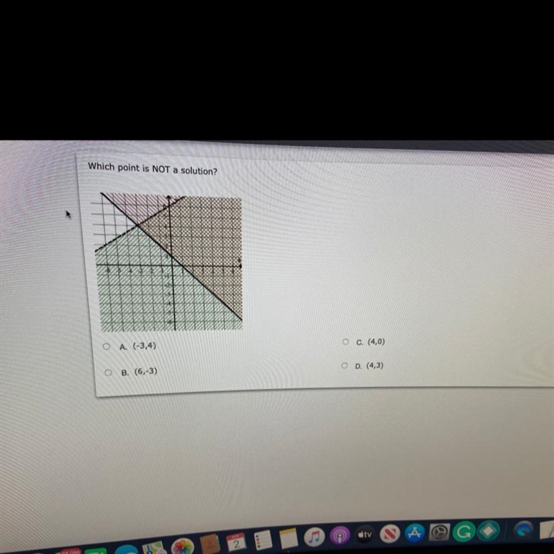 Which point is not a solution? PLEASE HELPPP!!!!!-example-1