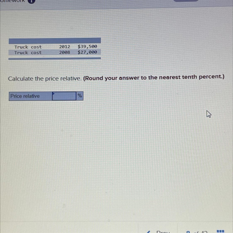 Calculate the price relative-example-1