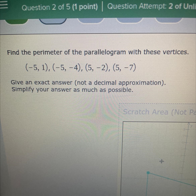 (-5, 1), (-5, -4), (5, - 2), (5, -7) Give an exact answer (not a decimal approximation-example-1