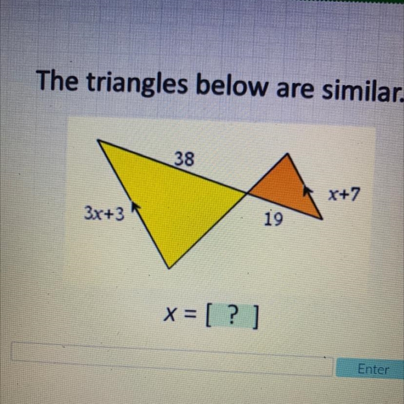 The triangles below are similar. 3x+3-example-1