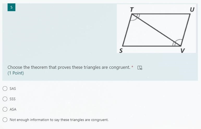 Choose the theorem that proves these triangles are congruent.-example-1