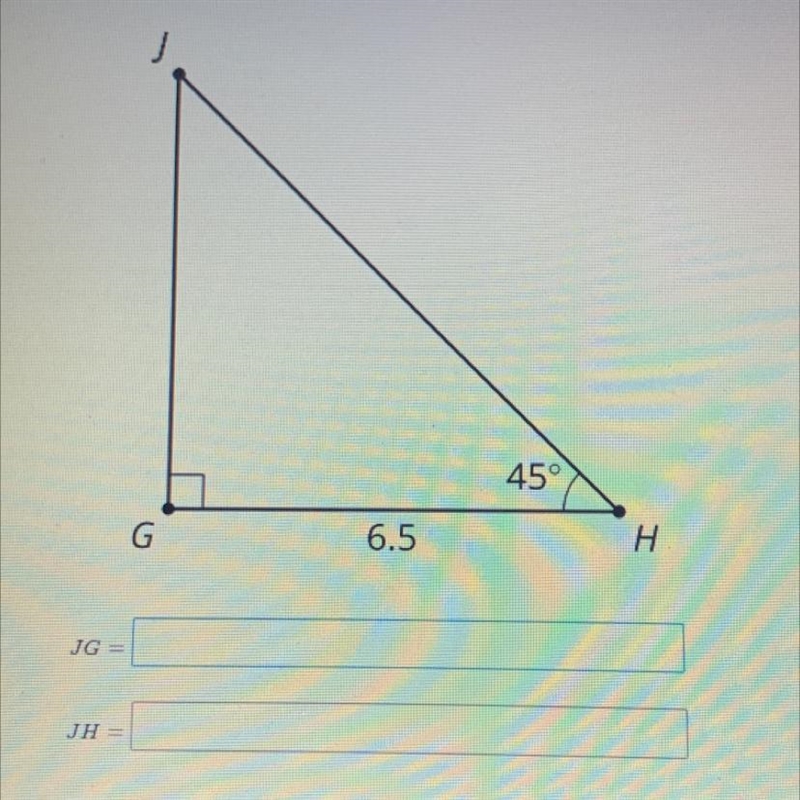 Calculate the lengths of the 2 unlabeled sides. Round answers to the nearest tenth-example-1