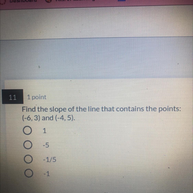 Find the slope of the line that contains the points: (-6, 3) and (-4, 5).-example-1