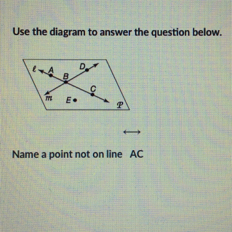 Use the diagram to answer the question below. Name a point not on line AC-example-1