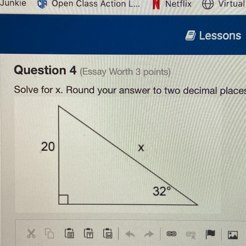 Solve for x. Round your answer to two decimal places. Show your work for full credit-example-1