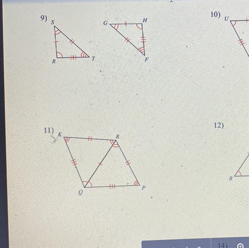 Write two different congruent statements that indicate the triangles in each pair-example-1