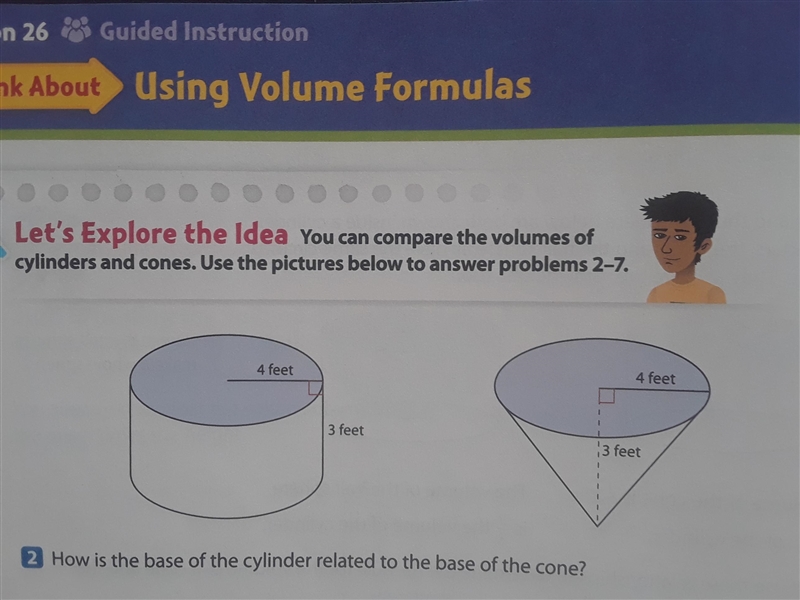 How are the height of the cylinder and the cone related. A. they are nor related. B-example-1