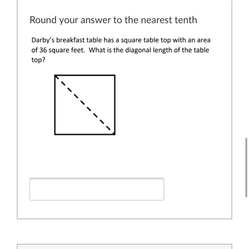 Darby’s Breakfast table an square tabletop what are your area of 36 ft.²-example-1