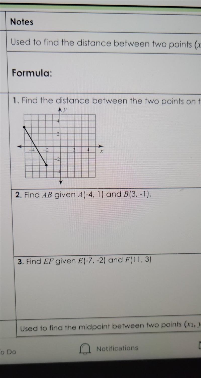 1. Find the distance between the two points on the graph.​-example-1