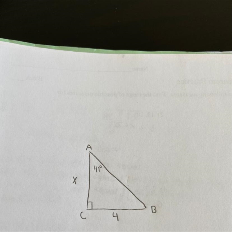 Solve for x and find the missing side length...-example-1