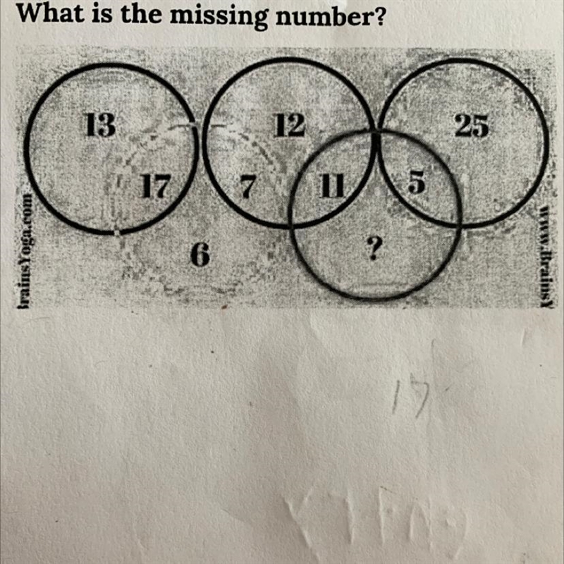 Problem 3: What is the missing number? 13 12 25 17 BrainsYoga.com 6 2 www.Brainsy-example-1