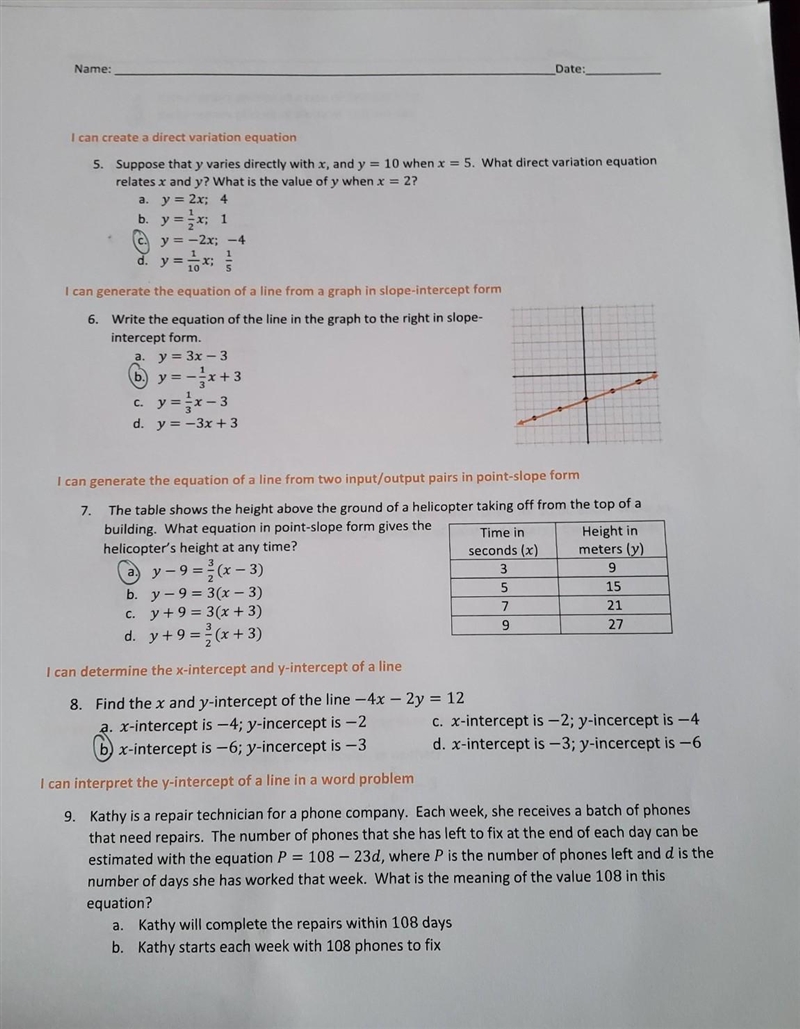 PLEASE HELP can someone let me know if this page is correct? for number 9 I chose-example-1