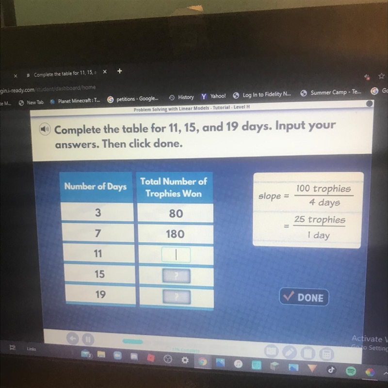 PLZ HELP I WILL MARK BRIANLIST Complete the table for 11, 15, and 19 days. Input your-example-1