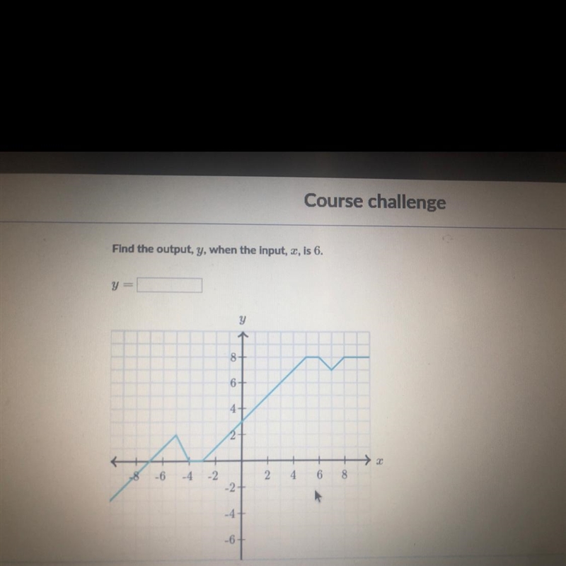 Find the output, y, when the input, x, is 6.-example-1