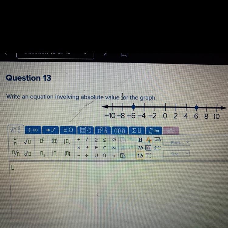 Write an equation involving absolute value or the graph-example-1