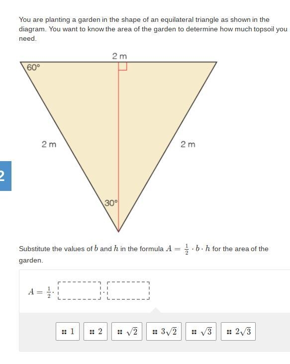 You are planting a garden in the shape of an equilateral triangle as shown in the-example-1