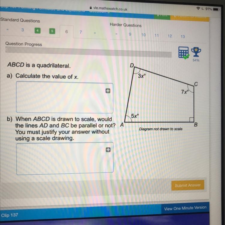 ABCD is a quadrilateral calculate the value of x-example-1