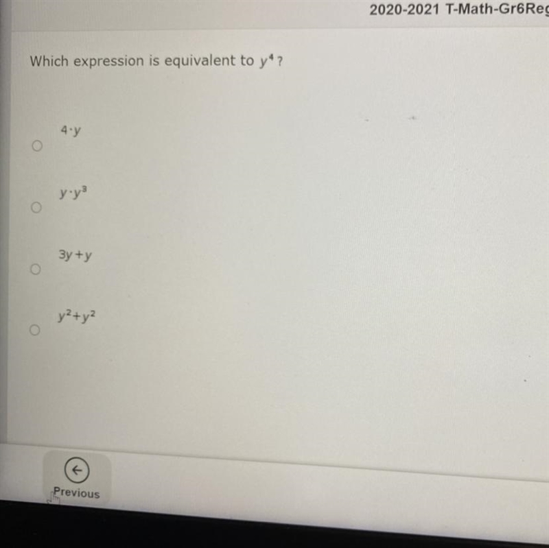 Which expression is equivalent to y the fourth power-example-1