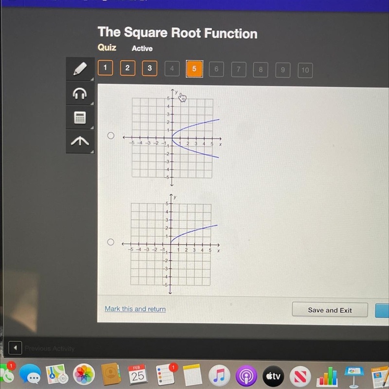 Which is the graph of f(x) = square root of x?-example-1