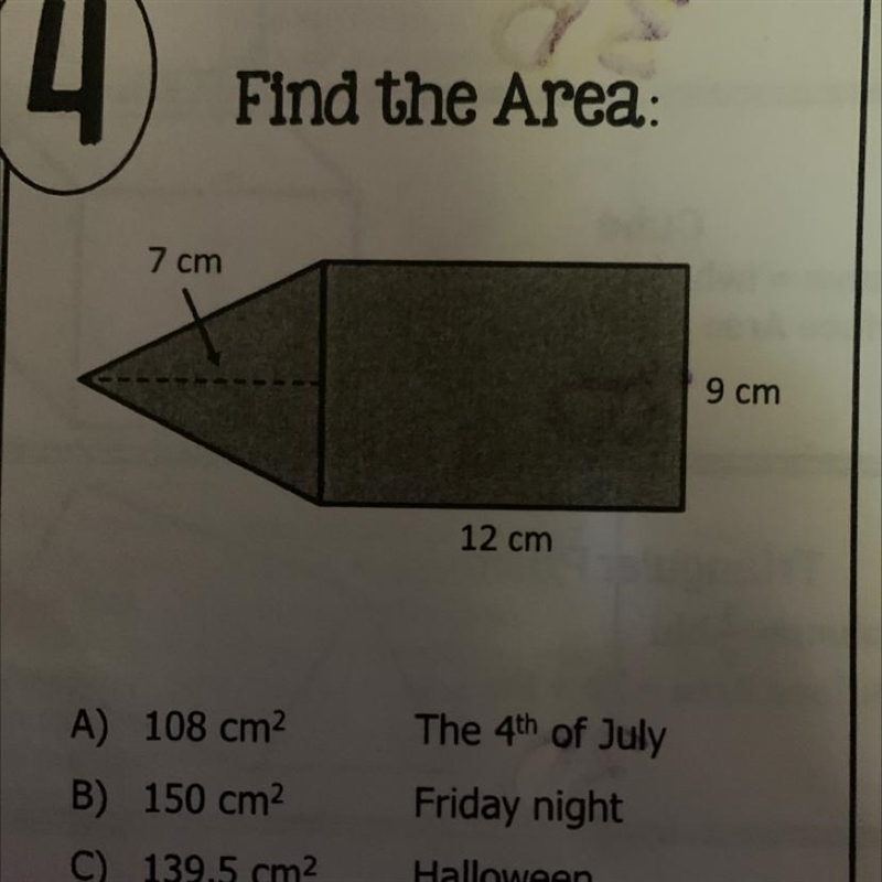 Find the area 7cm 12cm 9cm-example-1