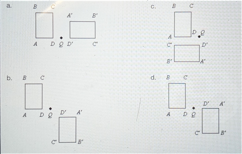 Tessellations Rotate the parallelogram 180° clockwise about point Q. Please select-example-1